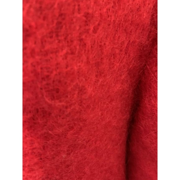 Vtg Leslie Fay Womens M/L Red Mohair Trench Coat Buttoned Front Pockets … - Picture 5 of 9